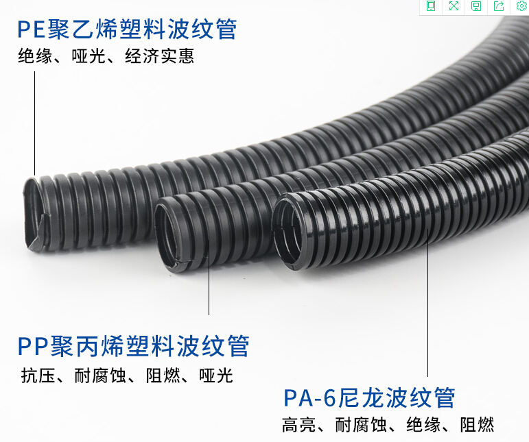 三种不同材质的塑料波纹管均可做成阻燃型波纹管，但仍有区别
